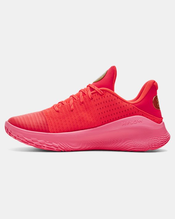 Unisex Curry 4 Low FloTro Basketball Shoes in Red image number 1
